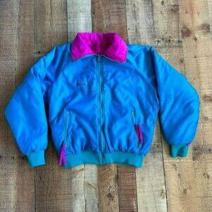 Vintage Columbia womens size medium pink and blue reversible puffer jacket